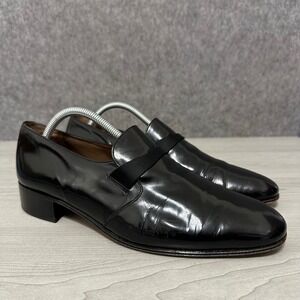 Bally Fashion Mens Sz 9 Black Patent Leather Opera Tuxedo Loafers Shoes France